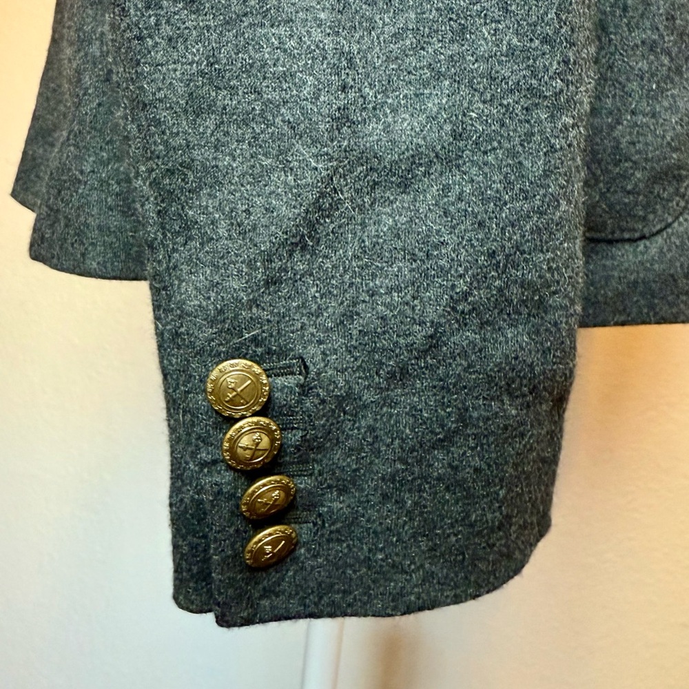 Ralph Lauren Vintage Wool Blazer Jacket Crest Patch Charcoal Gray Size 14 - Picture 11 of 15